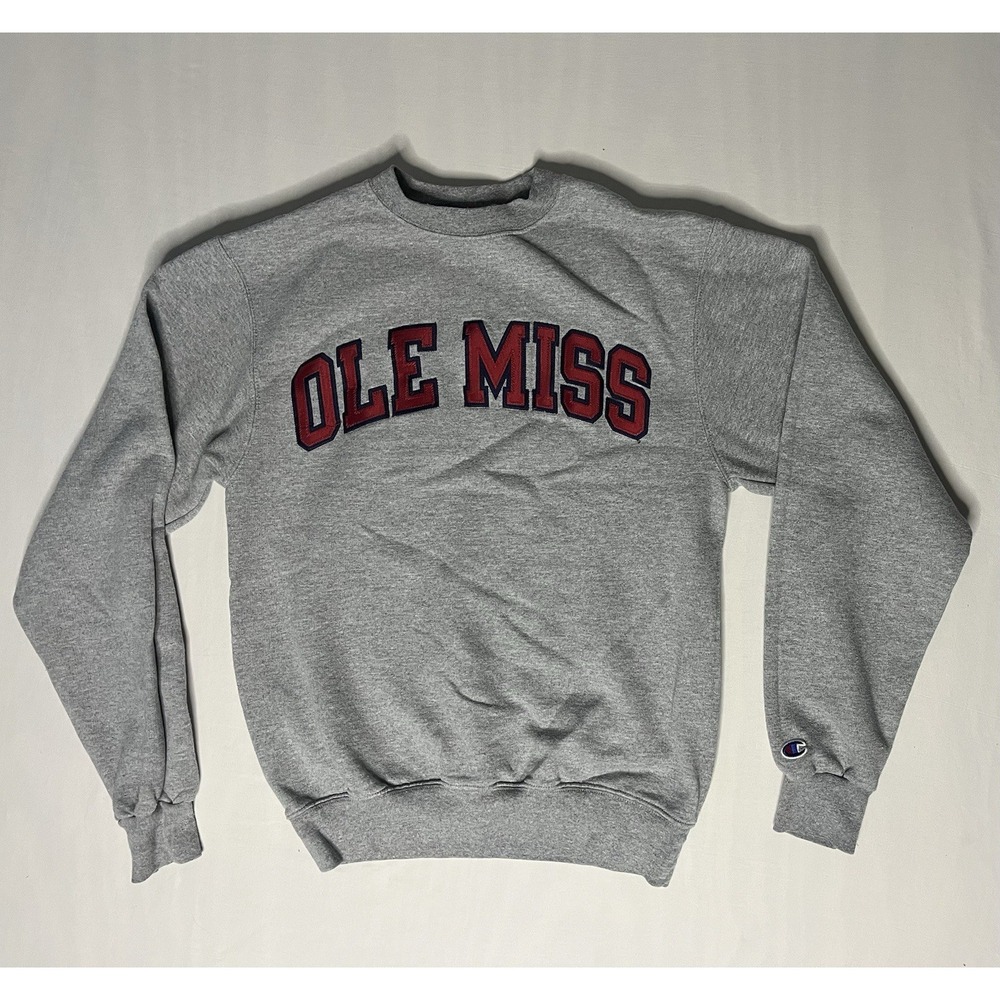 Champion Ole Miss Rebels Sweatshirt Men's Size Small Gray Long Sleeve Football